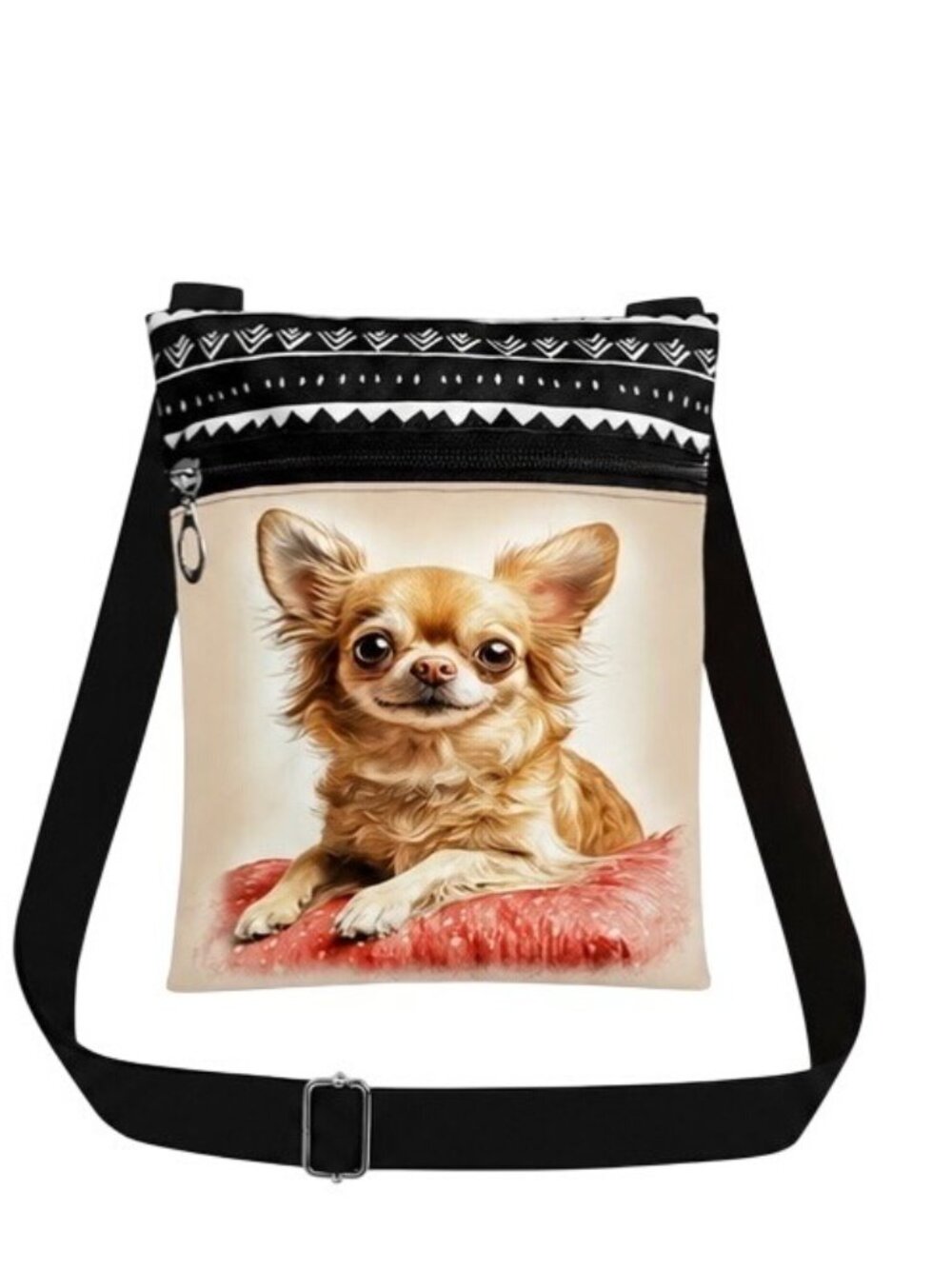 Chihuahua-Print Crossbody Bag With Adjustable Strap & Spacious Interior